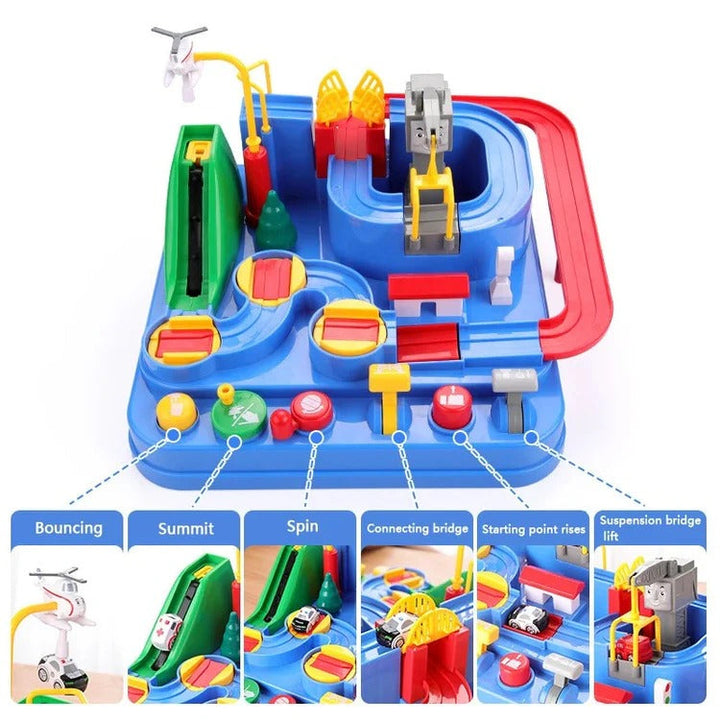 Harwelton™ Mechanical Car Track Game with Levers, Buttons and Ramps