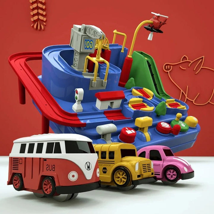 Harwelton™ Mechanical Car Track Game with Levers, Buttons and Ramps