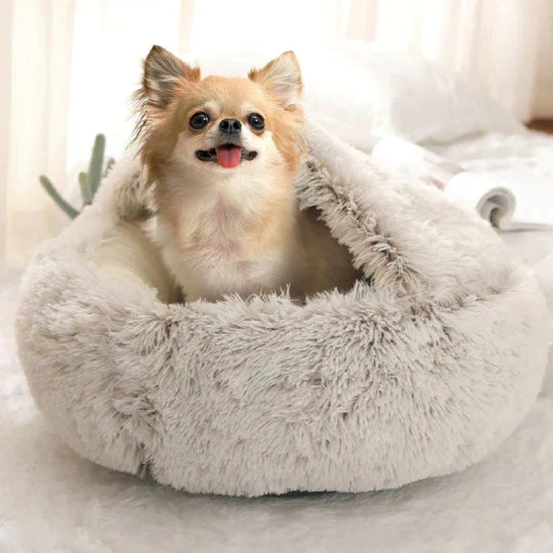 Calming Cave Dog Bed with Snug Hooded Nest Design