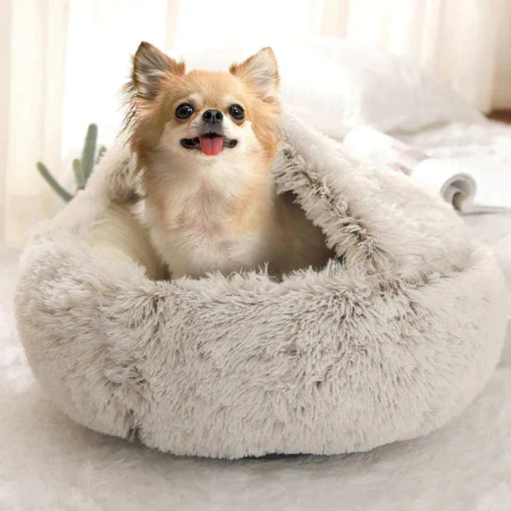 Calming Cave Dog Bed with Snug Hooded Nest Design