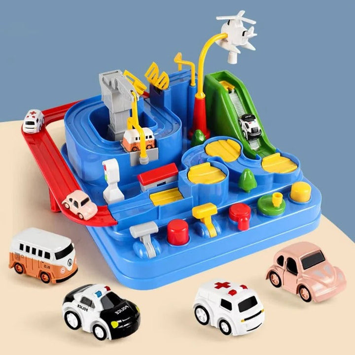 Harwelton™ Mechanical Car Track Game with Levers, Buttons and Ramps