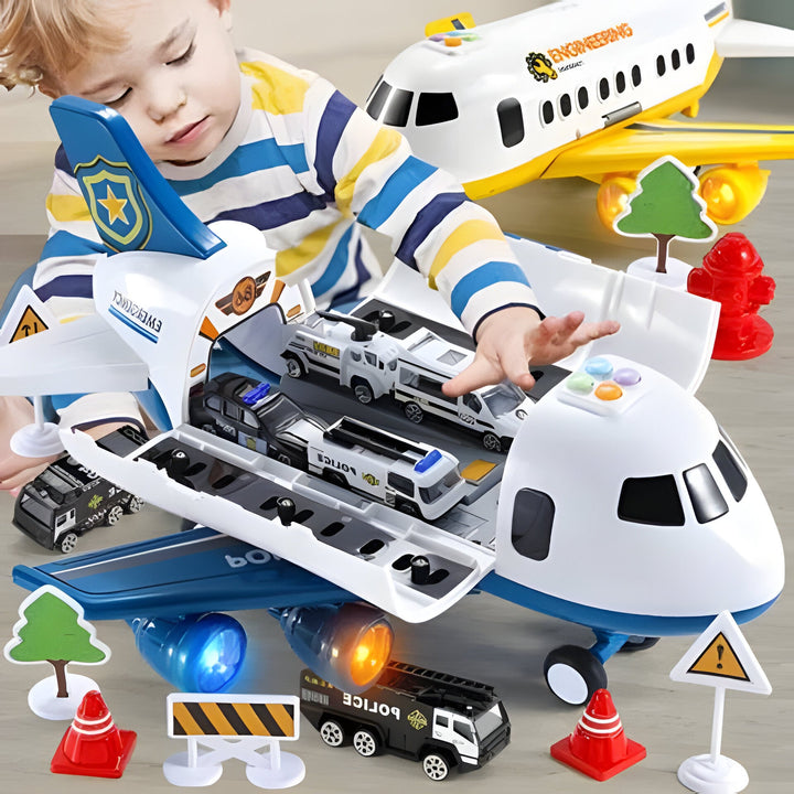 Harwelton™ XL Airplane Toy Set with Cars, Crane and Road Signs, 20 Pieces