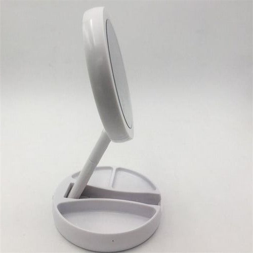 Harwelton™ Foldable LED Vanity Mirror with 10x Magnification and 3 Light Tones