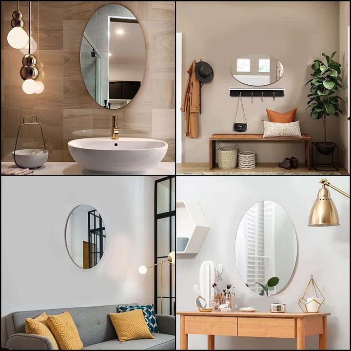 Harwelton™ Self-Adhesive Oval Mirror in Shatterproof Acrylic, No Drilling