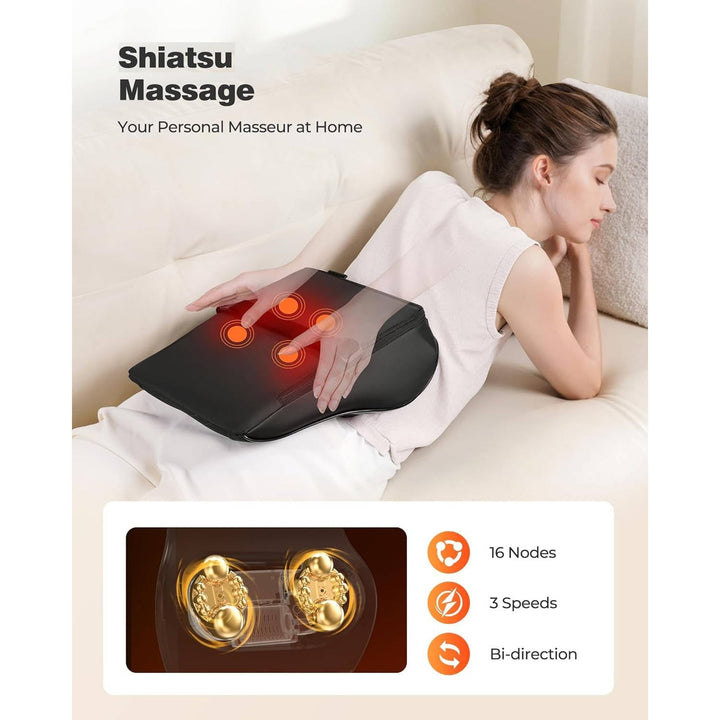 Harwelton™ Shiatsu Neck &amp; Back Massage Pillow with Dual Heat Zones