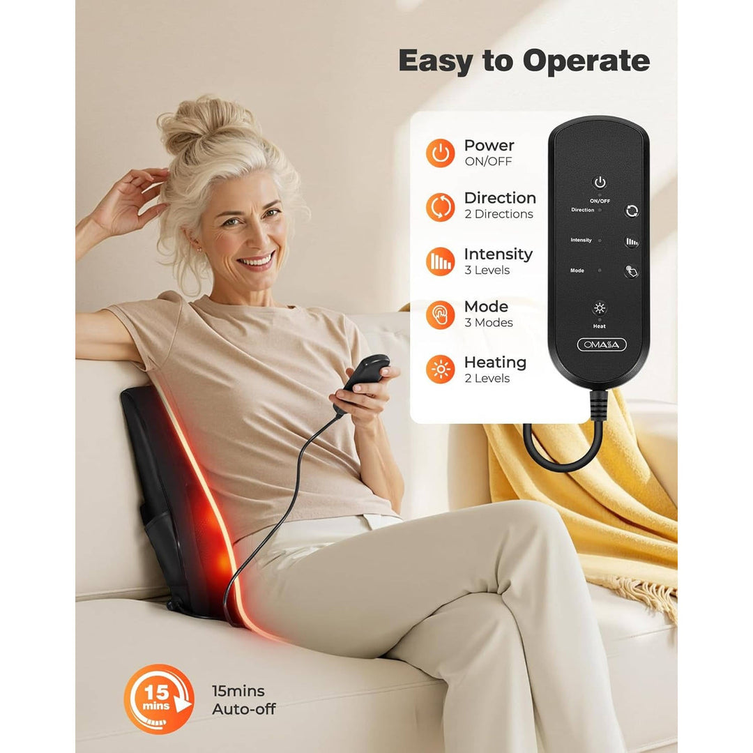 Harwelton™ Shiatsu Neck &amp; Back Massage Pillow with Dual Heat Zones