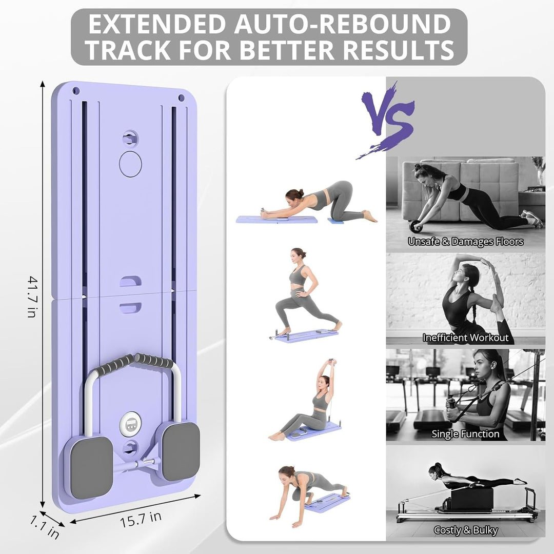 Harwelton™ Foldable Pilates Reformer Board with Bands and Timer