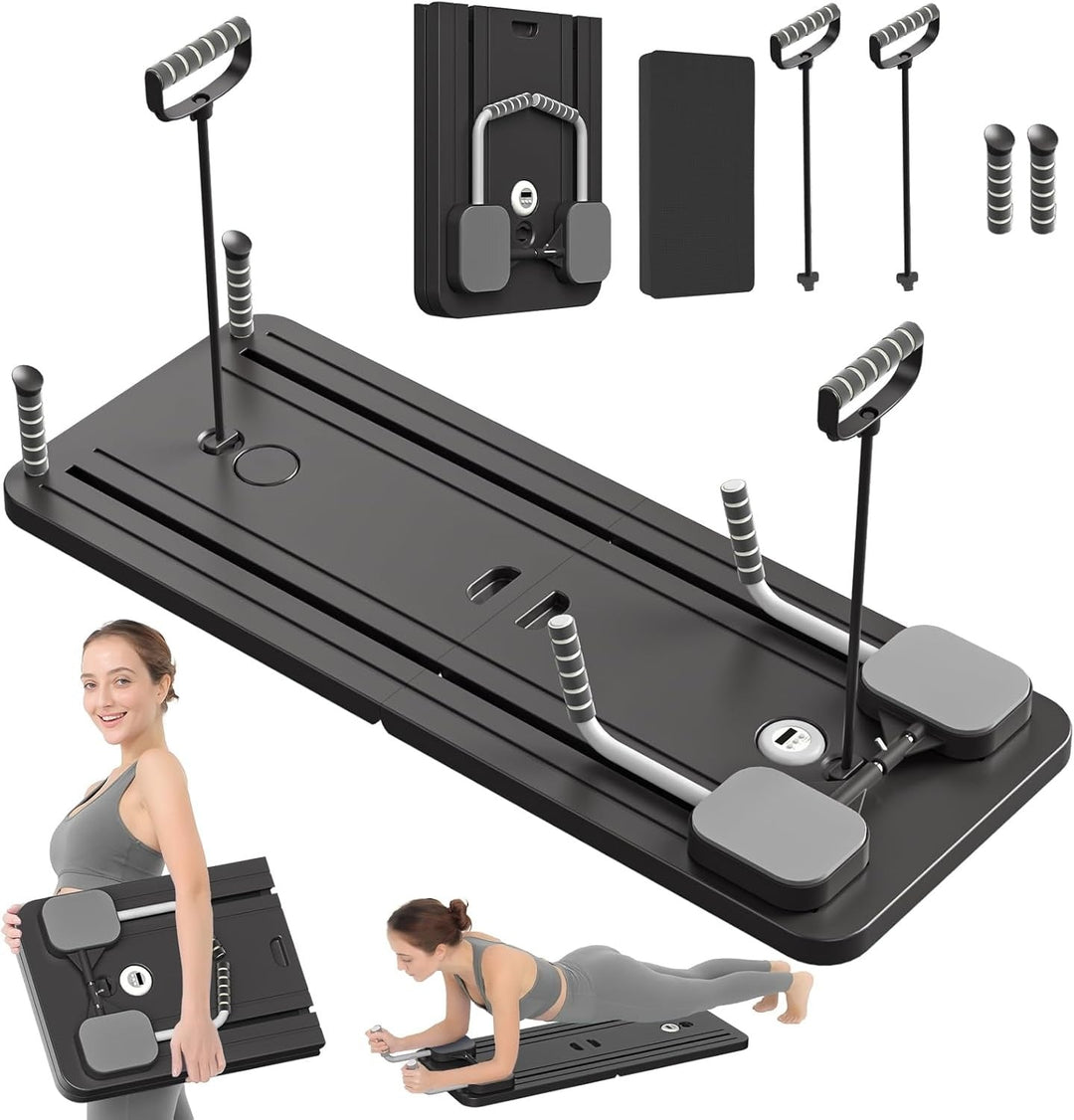 Harwelton™ Foldable Pilates Reformer Board with Bands and Timer