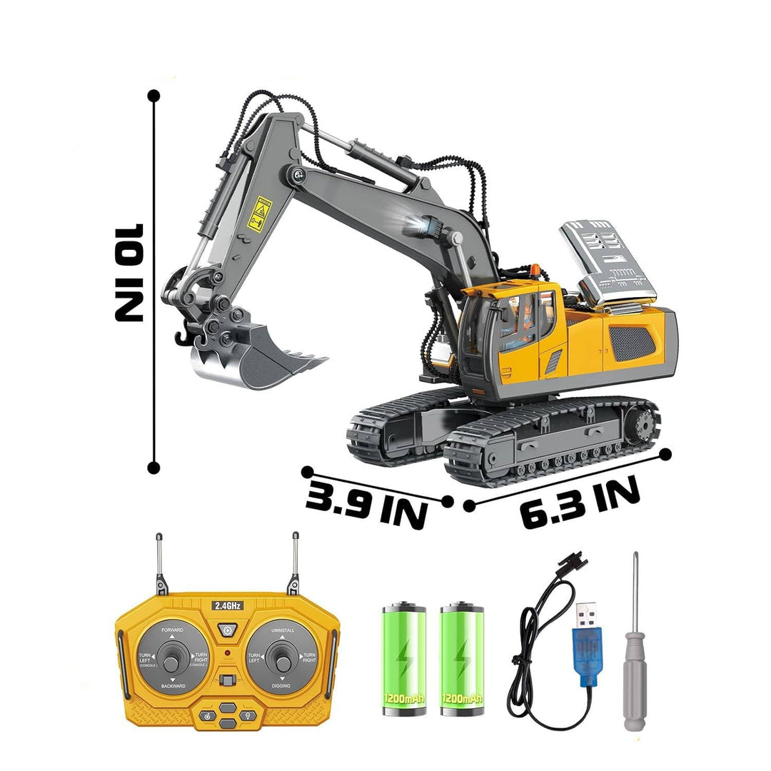 Harwelton™ Remote Control Excavator with Metal Tools and 360° Rotation