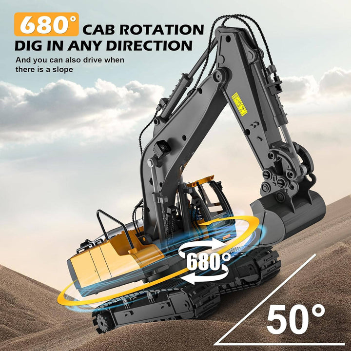 Harwelton™ Remote Control Excavator with Metal Tools and 360° Rotation