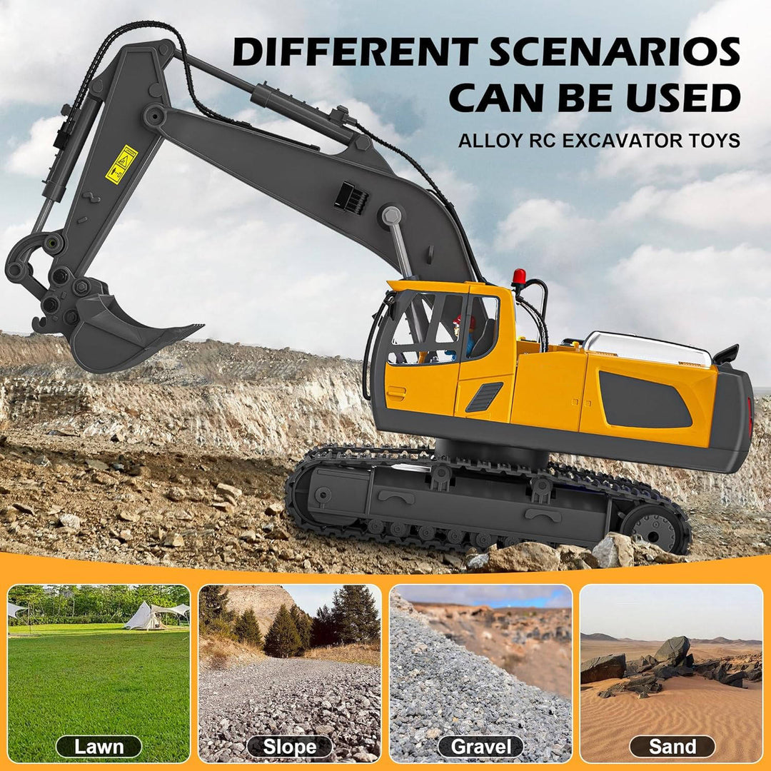 Harwelton™ Remote Control Excavator with Metal Tools and 360° Rotation