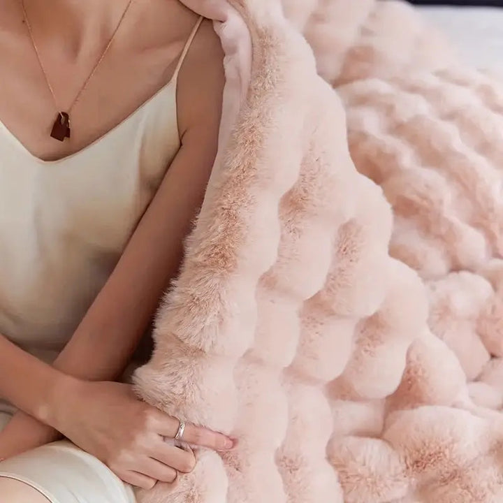 Harwelton™ Double-Lined Rabbit Faux Fur Throw with Real Weight