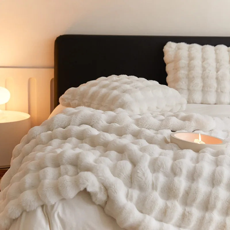 Harwelton™ Double-Lined Rabbit Faux Fur Throw with Real Weight