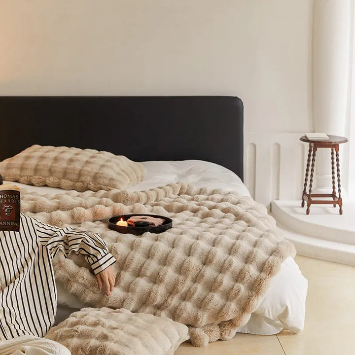 Harwelton™ Double-Lined Rabbit Faux Fur Throw with Real Weight