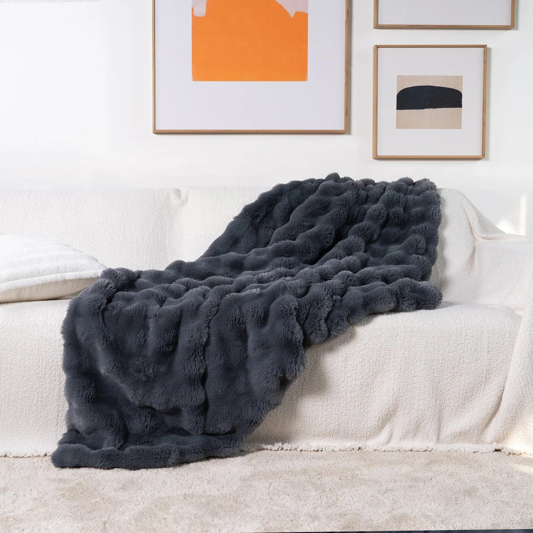 Harwelton™ Double-Lined Rabbit Faux Fur Throw with Real Weight