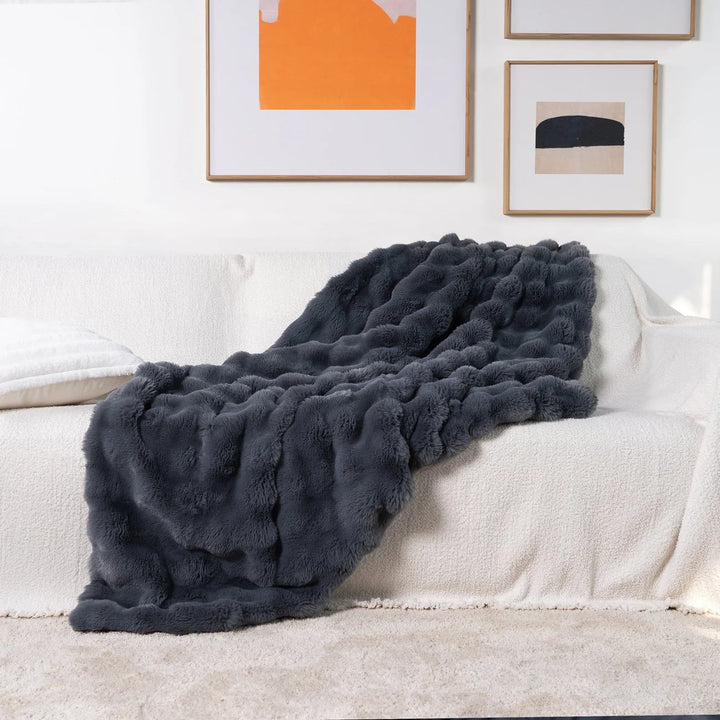 Harwelton™ Double-Lined Rabbit Faux Fur Throw with Real Weight
