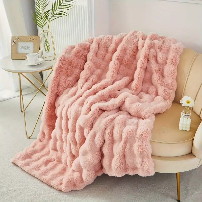 Harwelton™ Double-Lined Rabbit Faux Fur Throw with Real Weight