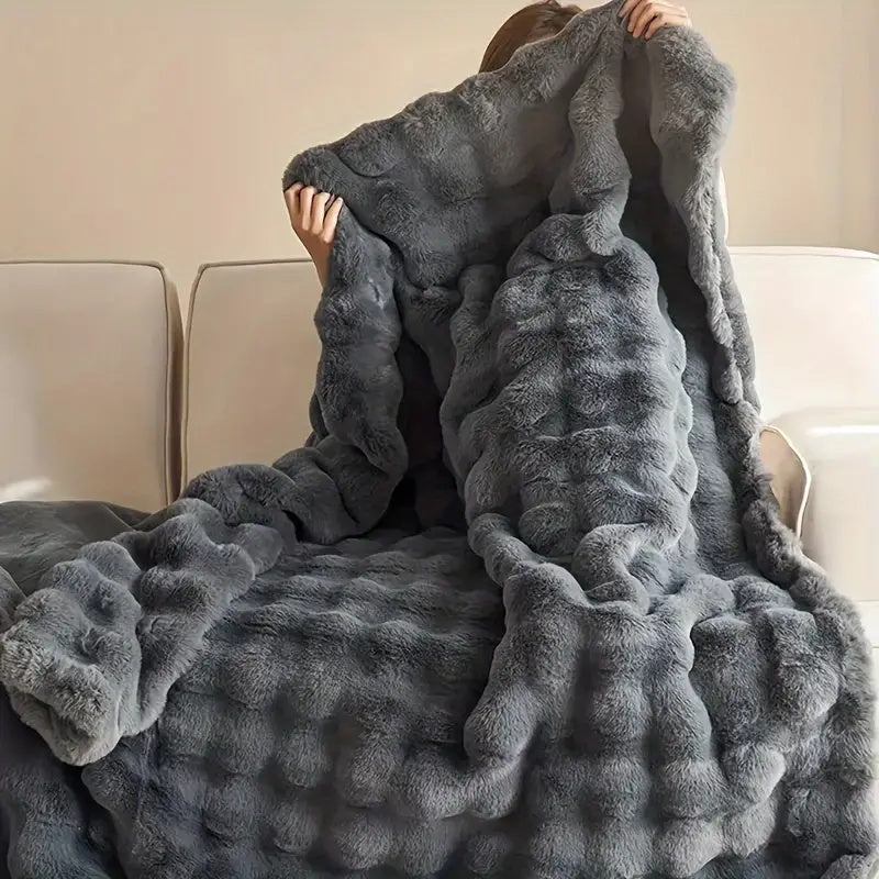 Harwelton™ Double-Lined Rabbit Faux Fur Throw with Real Weight