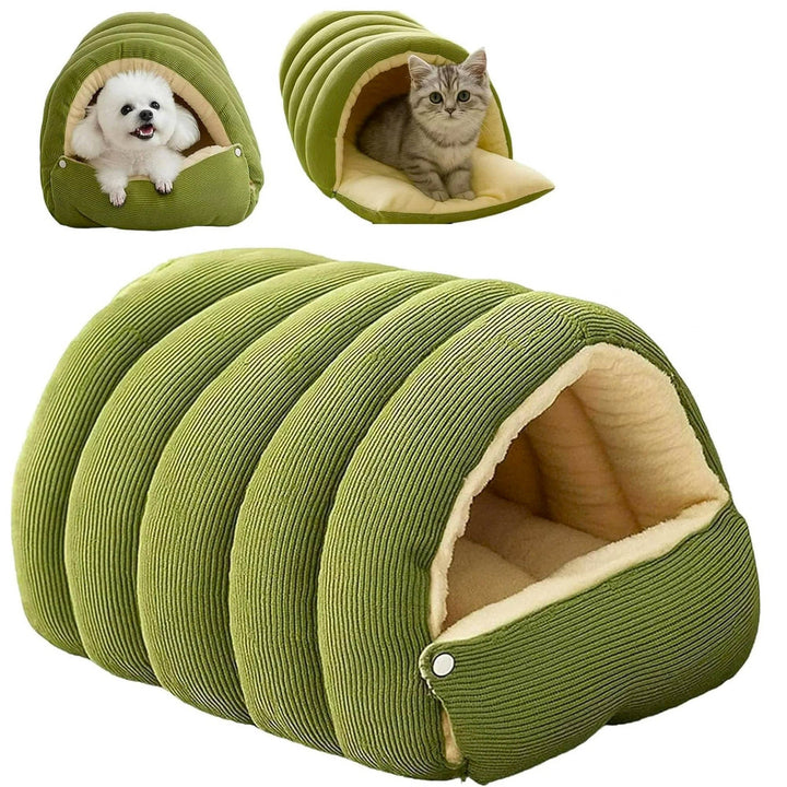 Enclosed Winter Cat Bed with Fleece Lining and Washable Cover