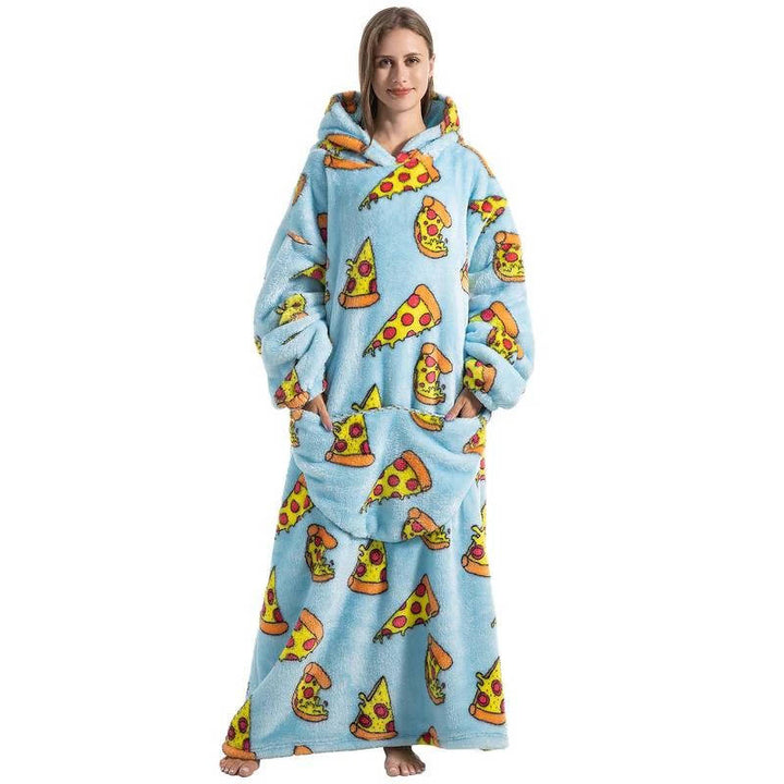 Long Sherpa Blanket Hoodie with Fun Prints and Big Pocket