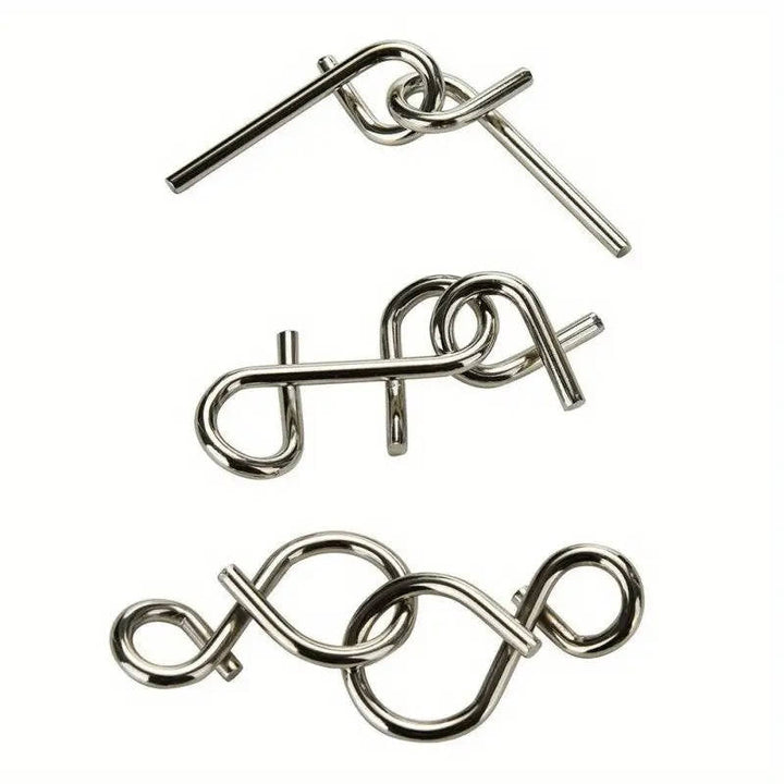 Metal Wire Puzzle Set of 8 Brain Teasers, Easy to Expert