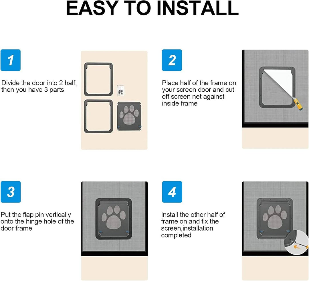 Magnetic Pet Screen Door Flap for Dogs and Cats with Lock
