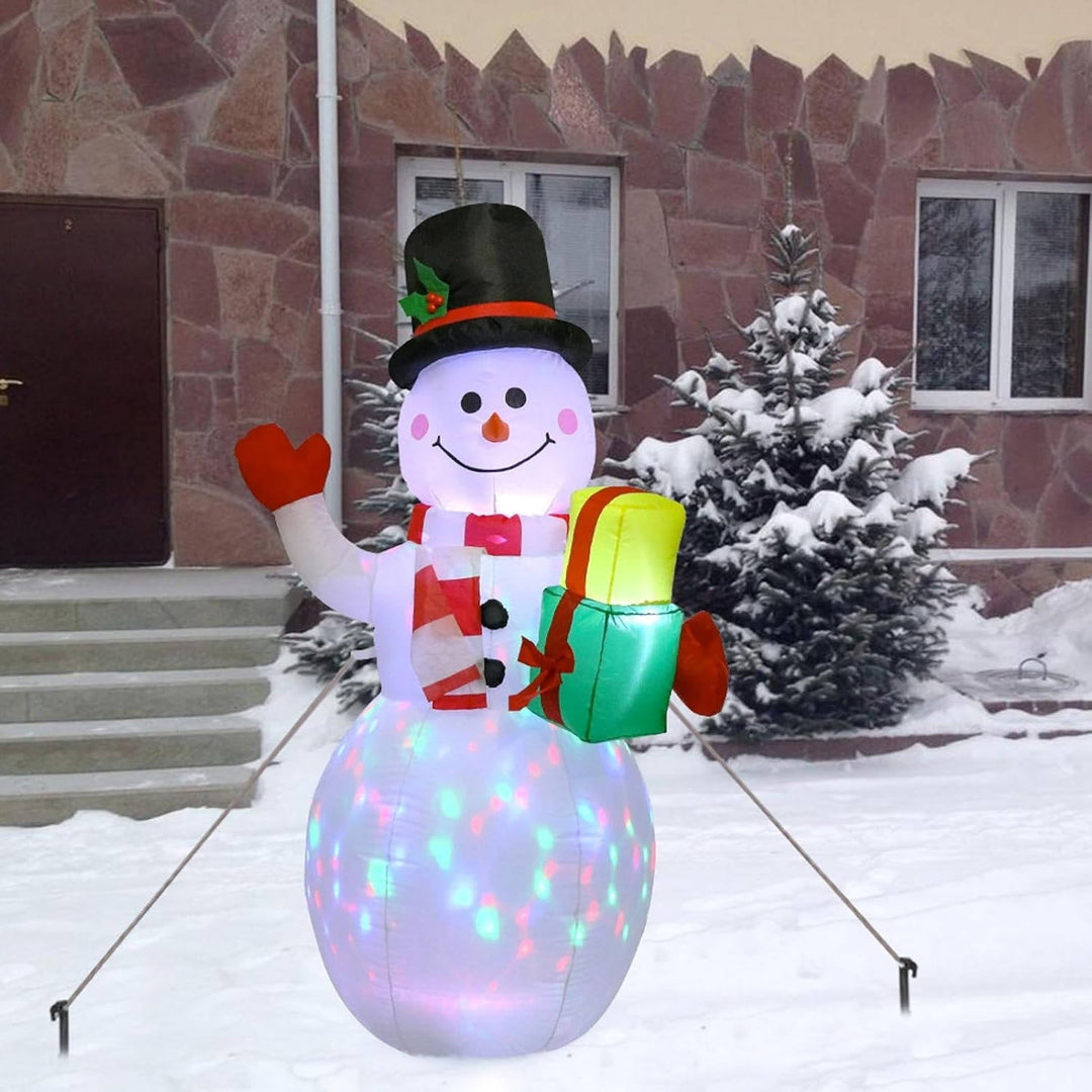 Inflatable Light-Up Snowman with Rotating Colour LED for the Garden