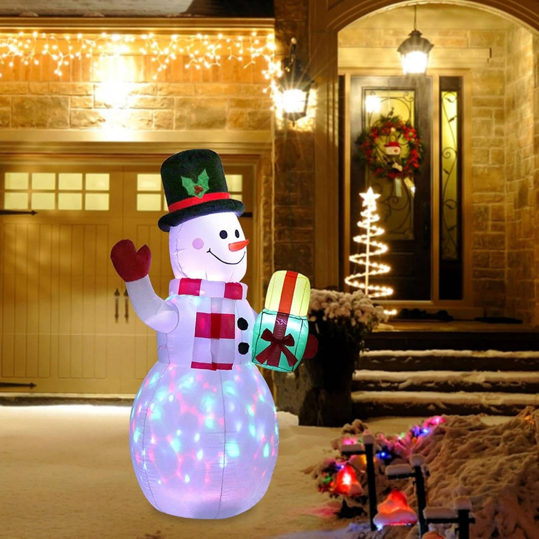 Inflatable Light-Up Snowman with Rotating Colour LED for the Garden