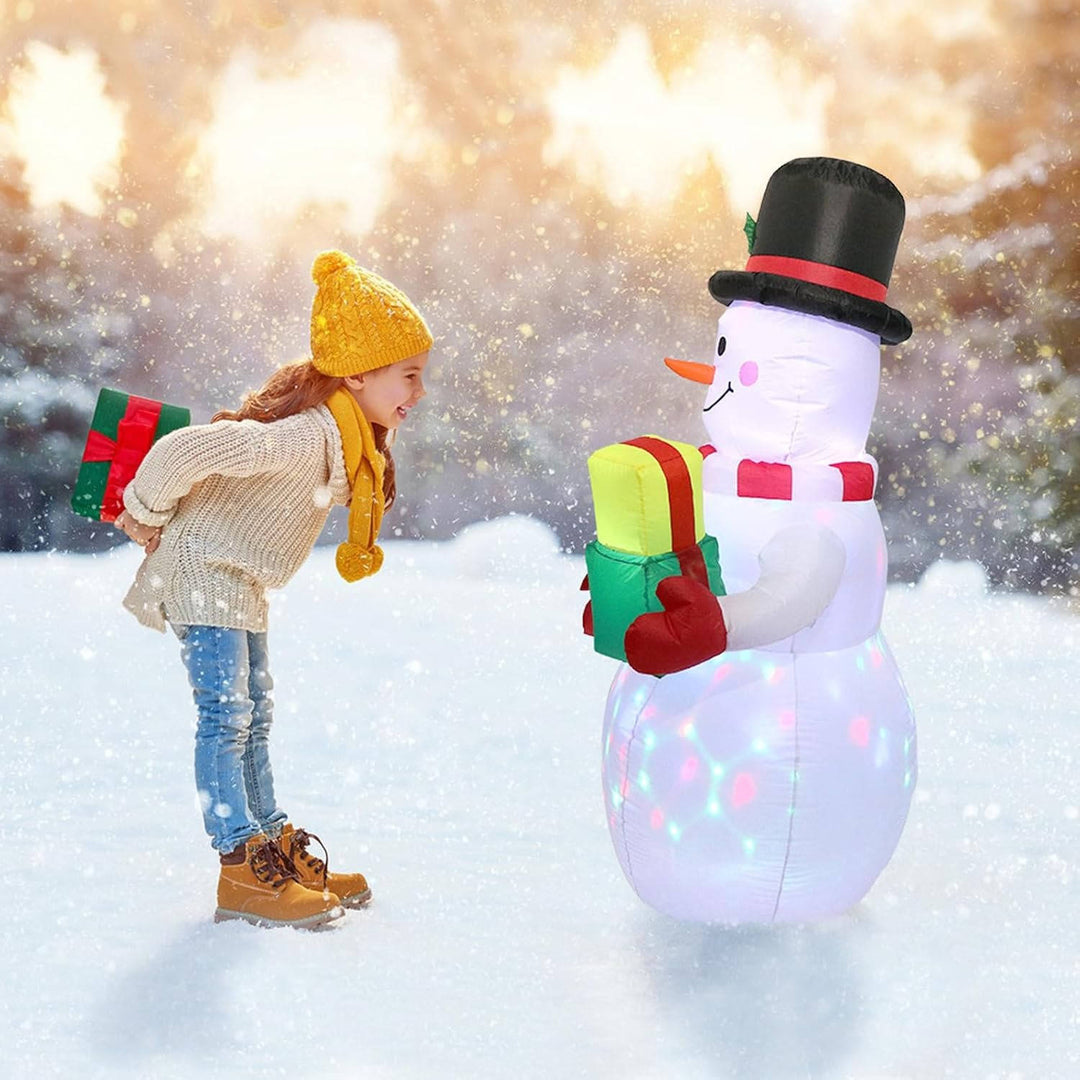 Inflatable Light-Up Snowman with Rotating Colour LED for the Garden