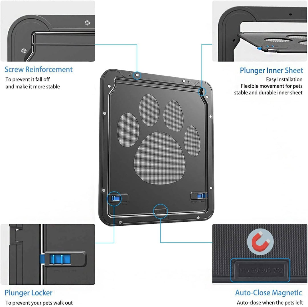 Magnetic Pet Screen Door Flap for Dogs and Cats with Lock