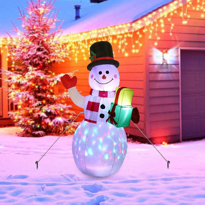 Inflatable Light-Up Snowman with Rotating Colour LED for the Garden