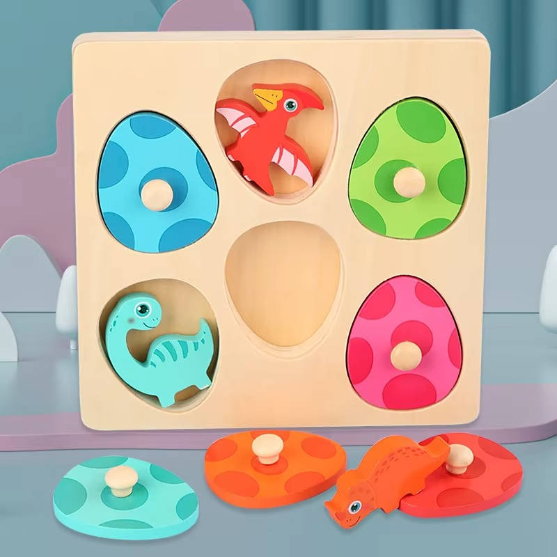 Harwelton™ Wooden Dinosaur Egg Puzzle for Toddlers, Colour Matching Game