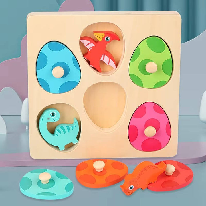 Harwelton™ Wooden Dinosaur Egg Puzzle for Toddlers, Colour Matching Game