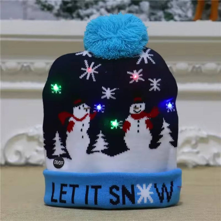 Light-Up Knitted Christmas Bobble Hat with Colourful LEDs