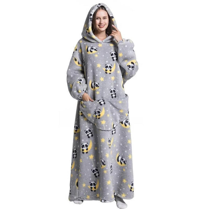 Long Sherpa Blanket Hoodie with Fun Prints and Big Pocket