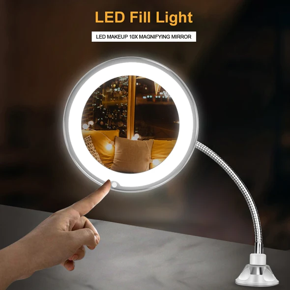 Harwelton™ 10x Magnifying Mirror with 14 LEDs and Flexible Gooseneck