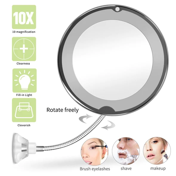 Harwelton™ 10x Magnifying Mirror with 14 LEDs and Flexible Gooseneck