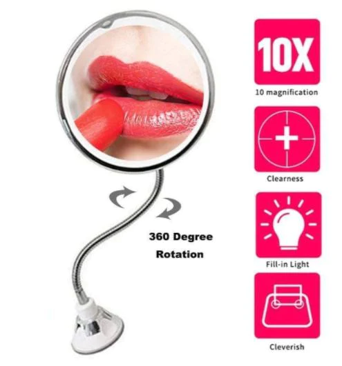 Harwelton™ 10x Magnifying Mirror with 14 LEDs and Flexible Gooseneck