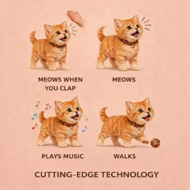 Walking and Meowing Plush Robot Kitten for Children