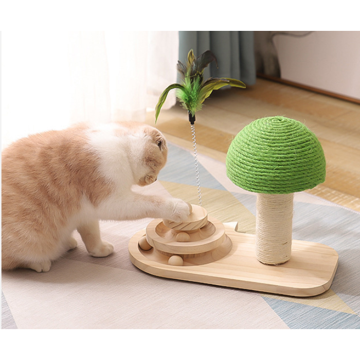 Wooden Cat Play Centre with Ball Track and Scratching Post