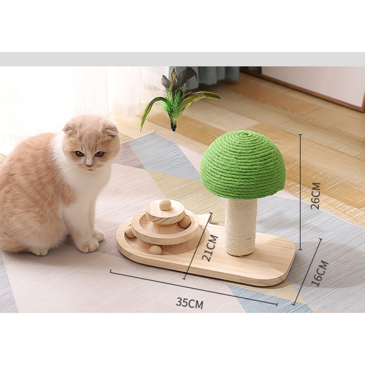 Wooden Cat Play Centre with Ball Track and Scratching Post