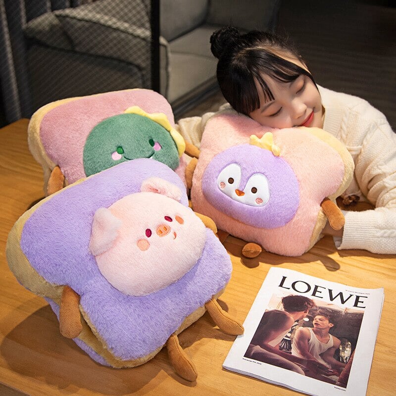 Harwelton™ Fluffy Toast Plush Hand Warmer with Cute Animal Face