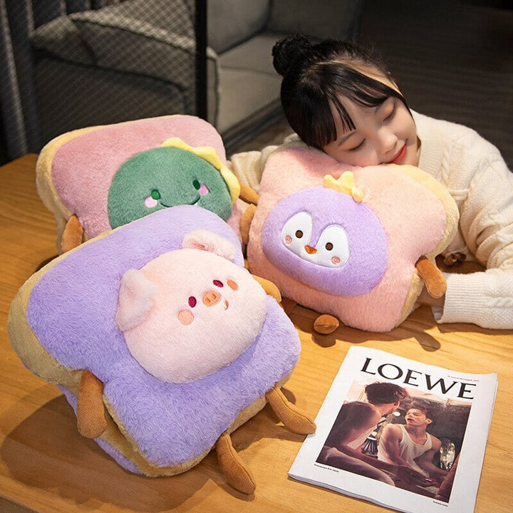 Harwelton™ Fluffy Toast Plush Hand Warmer with Cute Animal Face