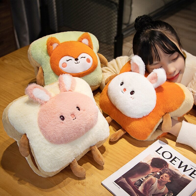 Harwelton™ Fluffy Toast Plush Hand Warmer with Cute Animal Face