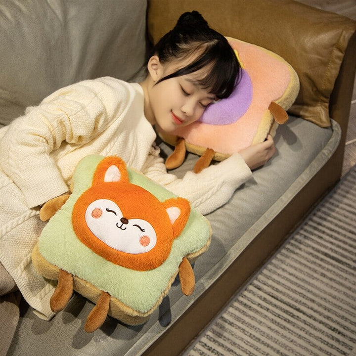 Harwelton™ Fluffy Toast Plush Hand Warmer with Cute Animal Face