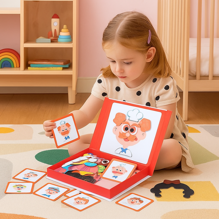 Harwelton™ Magnetic Dress-Up Doll Face Puzzle Book with Character Cards