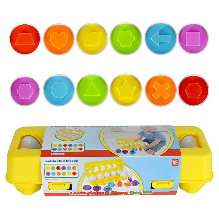 Matching Eggs Shape Sorter Toy with 12 Eggs and Carton