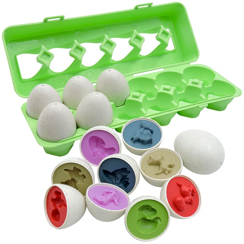 Matching Eggs Shape Sorter Toy with 12 Eggs and Carton