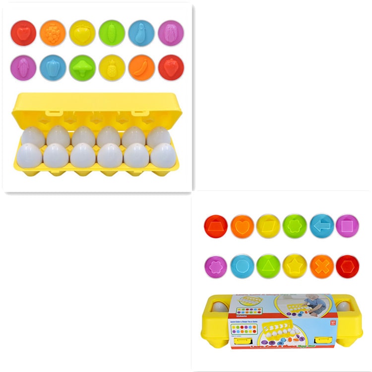 Matching Eggs Shape Sorter Toy with 12 Eggs and Carton