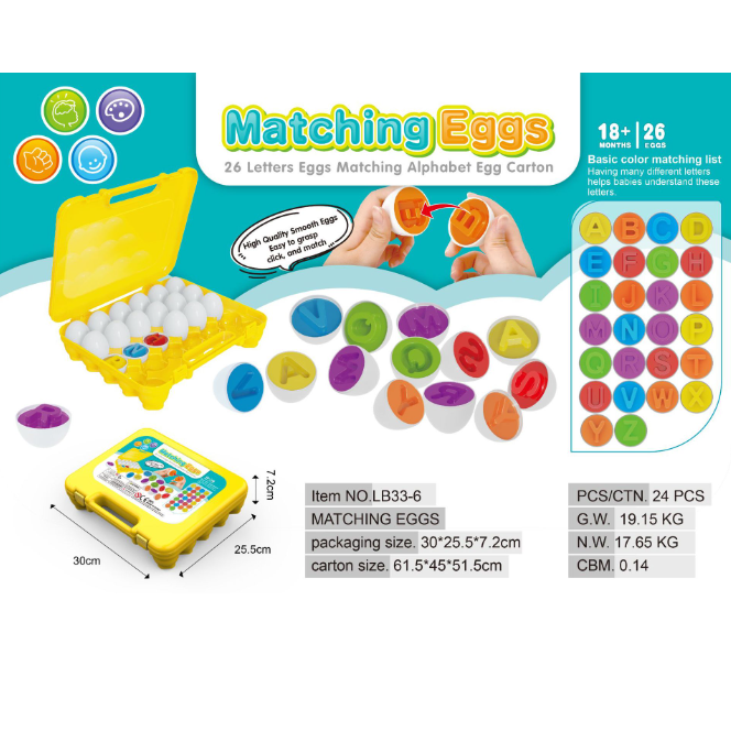 Matching Eggs Shape Sorter Toy with 12 Eggs and Carton